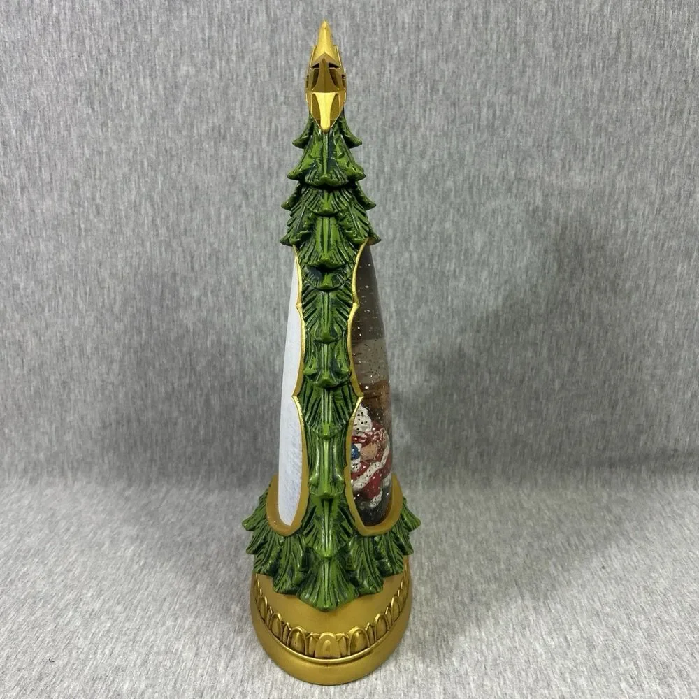 Holiday Traditions Illuminated Glitter Tree Santa Snow Globe Christmas-Works! - Picture 5 of 16